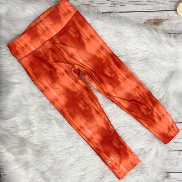 Under Armour Cropped Workout Leggings Size xs Heatgear compression tie dye - Picture 11 of 11